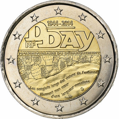 France, 
            
               2 Euro, 
            
               70e Anniversaire du Débarquement de Normandie D-DAY