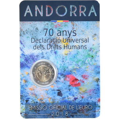 Andorre, 
            
               2 Euro, 
            
               70 ans de la déclaration universelle des droits de l'homme