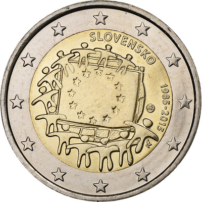 Slovaquie, 
            
               2 Euro, 
            
               European Union Flag