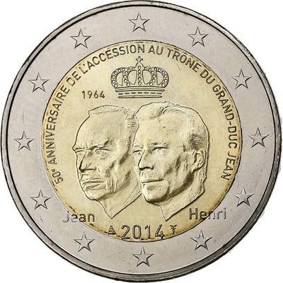 Luxembourg, 
            
               2 Euro, 
            
               Henri I Golden Jubilee