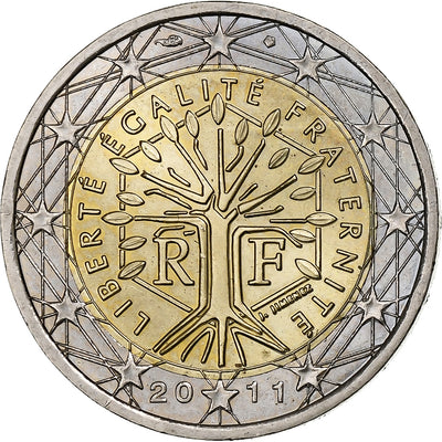 France, 
            
               2 Euro, 
            
               Stylized tree