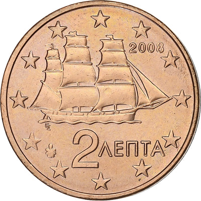 Grèce, 
            
               2 Euro Cent, 
            
               2008