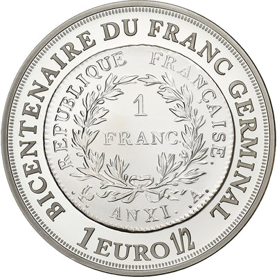 France, 
            
               1 1/2 Euro, 
            
               Bicentenaire du franc germinal