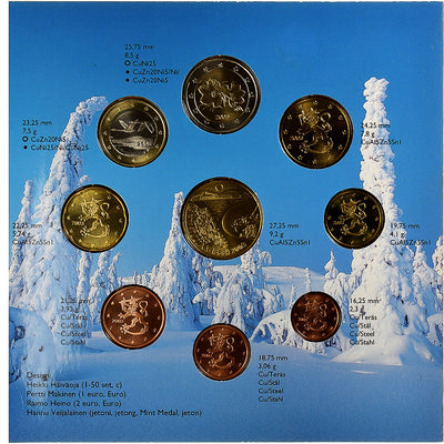 Finlande, 
            
               Set 1 ct. - 2 Euro + Token, 
            
               FDC