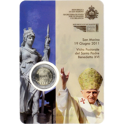 Saint Marin , 
            
               2 Euro, 
            
               Visita Pastorale del Santo Padre Benedetto XVI