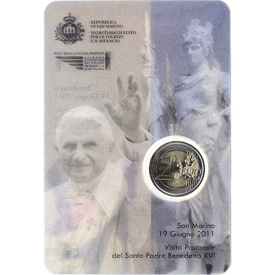 Saint Marin , 
            
               2 Euro, 
            
               Visita Pastorale del Santo Padre Benedetto XVI