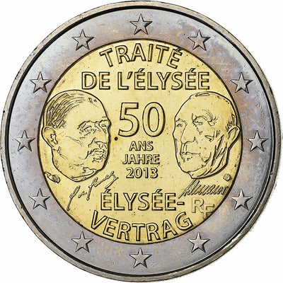 France, 
            
               2 Euro, 
            
               50 ans du traité de l'Élysée