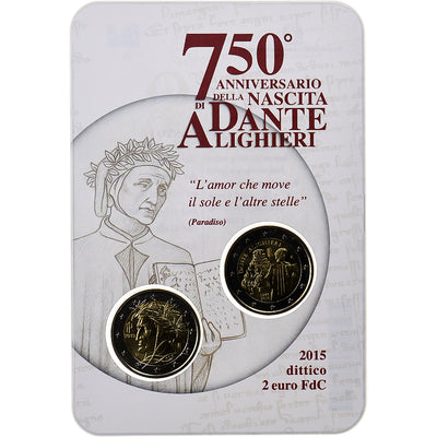 Italie, 
            
               2x 2 Euro, 
            
               Dante Alighieri