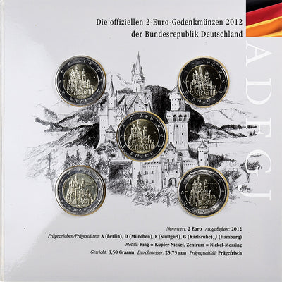 Allemagne, 
            
               2€ x 5, 
            
               Neuschwanstein Castle