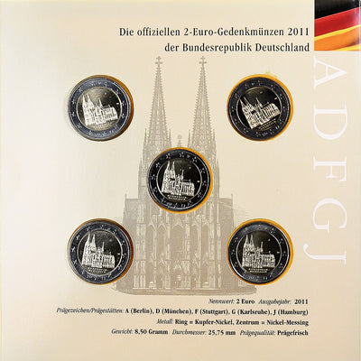 Allemagne, 
            
               2€ x 5, 
            
               Kölner Dom