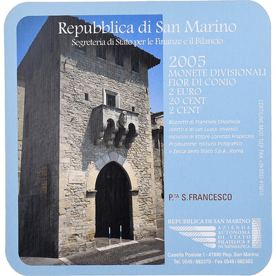 Saint Marin , 
            
               Set 2 c. + 20 c. + 2€, 
            
               St. Francis' Gate