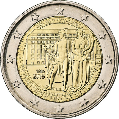 Autriche, 
            
               2 Euro, 
            
               200th Anniversary - National Bank