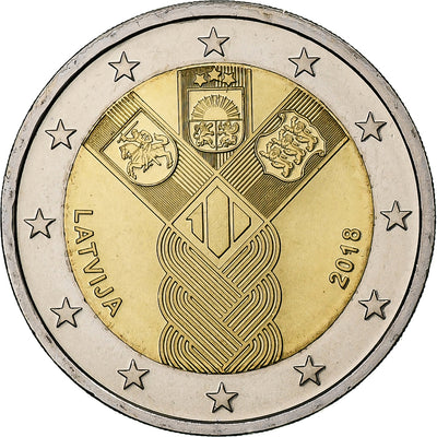 Lettonie, 
            
               2 Euro, 
            
               Independent Baltic States