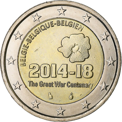 Belgique, 
            
               2 Euro, 
            
               Centenaire de la Première Guerre mondiale