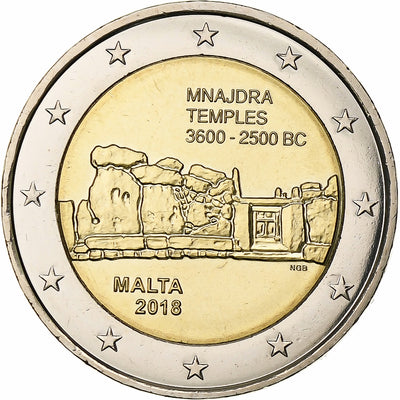 Malte, 
            
               2 Euro, 
            
               Mnajdra temples