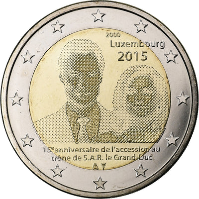 Luxembourg, 
            
               2 Euro, 
            
               15th Anniversary - Accession to the Luxembourg Throne