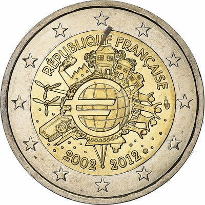 France, 
            
               2 Euro, 
            
               10 ans de l'Euro