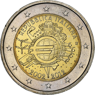 Italie, 
            
               2 Euro, 
            
               10 ans de l'Euro