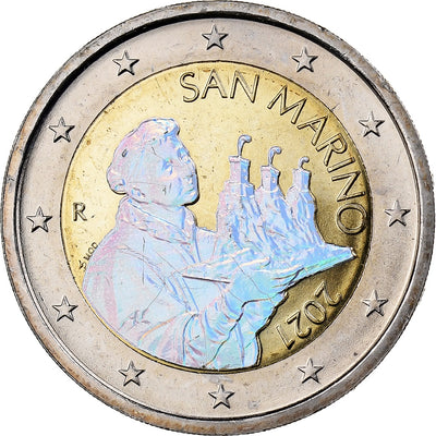 Saint Marin , 
            
               2 Euro, 
            
               Colorisé