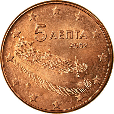 Grèce, 
            
               5 Euro Cent, 
            
               2002